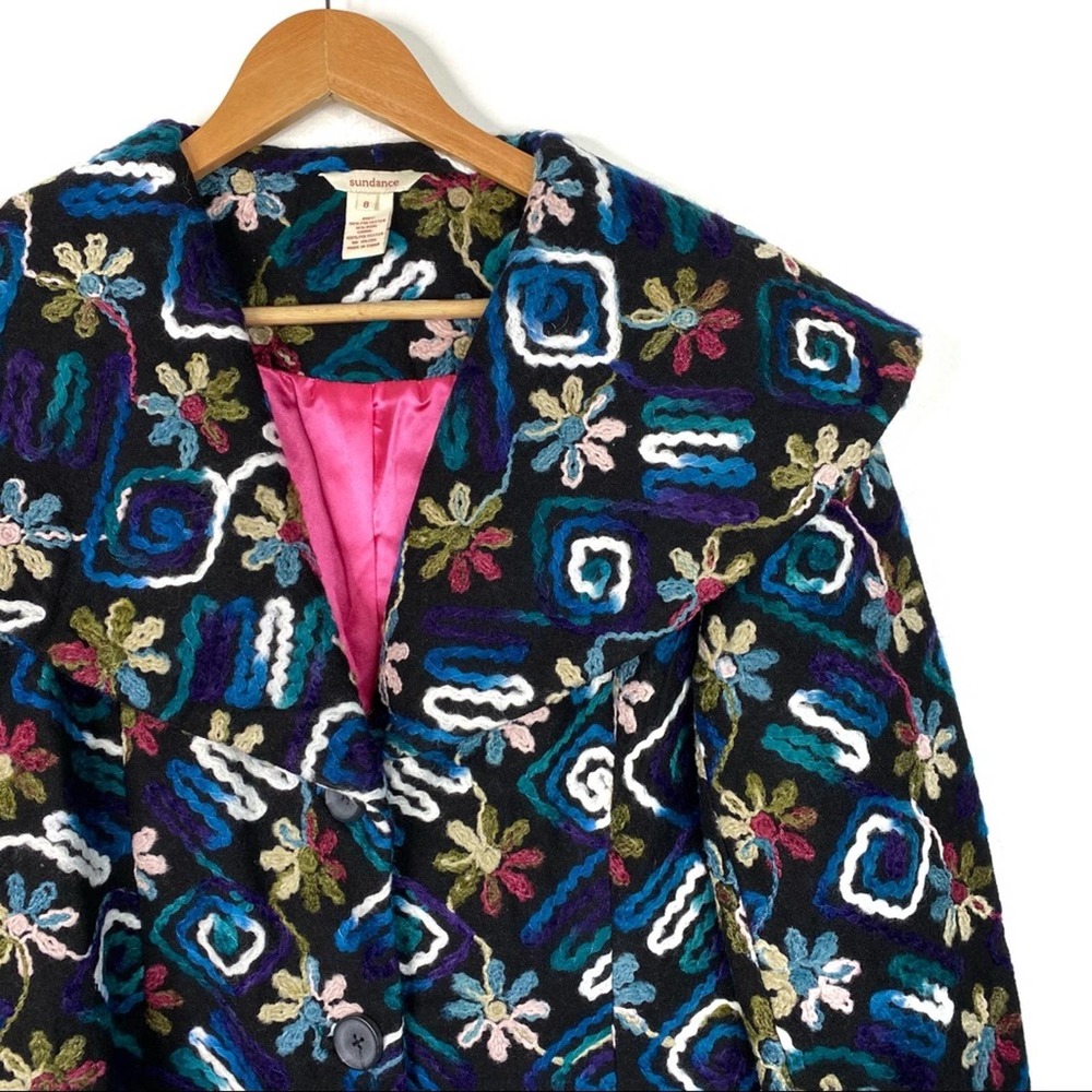Sundance Biancabella Floral Appliqué Wool coat - Picture 3 of 10